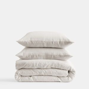 Quince European Linen Duvet Set Full Queen Sand Beige Shams New